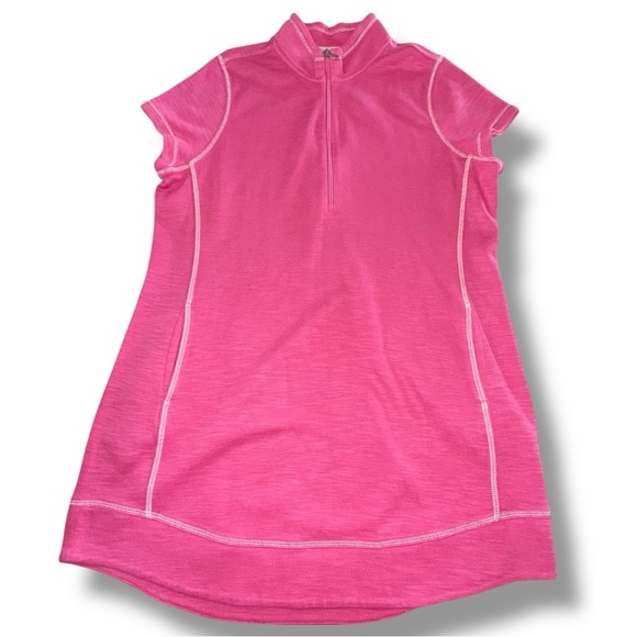 NWT TOMMY BAHAMA Tobago Bay Half-Zip Short-Sleeve Dress - XL Pink Ruffle - Picture 5 of 14